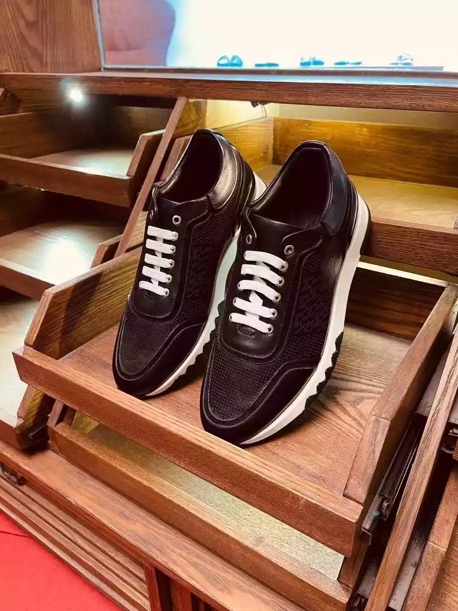 Hermes Men’s C-Addict Sneakers In Black Perforated calfskin – HM040