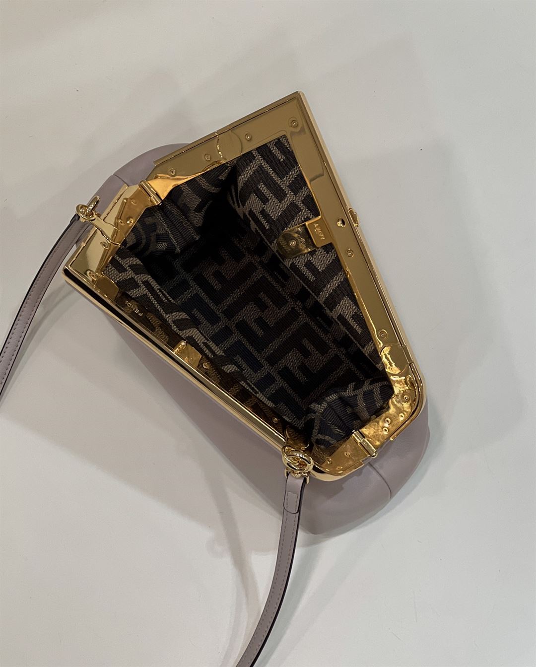 FENDI FIRST SMALL DOVE GREY LEATHER BAG – F050