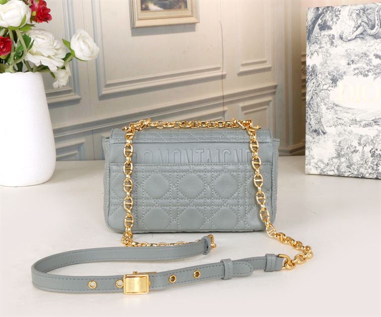DIOR SMALL DIOR CARO BAG ETHEREAL GRAY SUPPLE CANNAGE CALFSKIN – DOB122