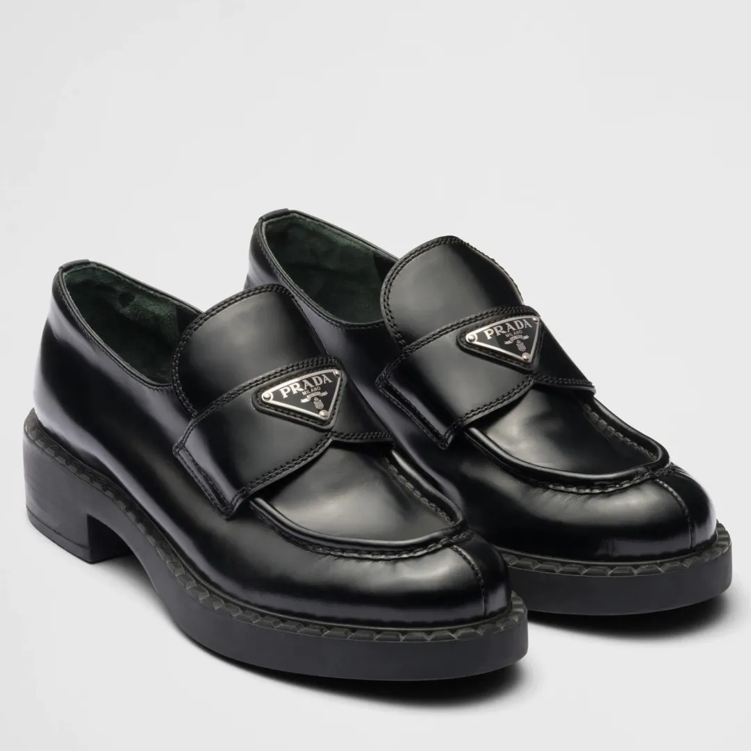 Prada Women’s Loafers In Black Brushed Leather – PRL002