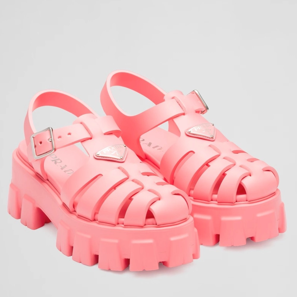 PRADA FOAM SANDALS IN PINK RUBBER – PSD005