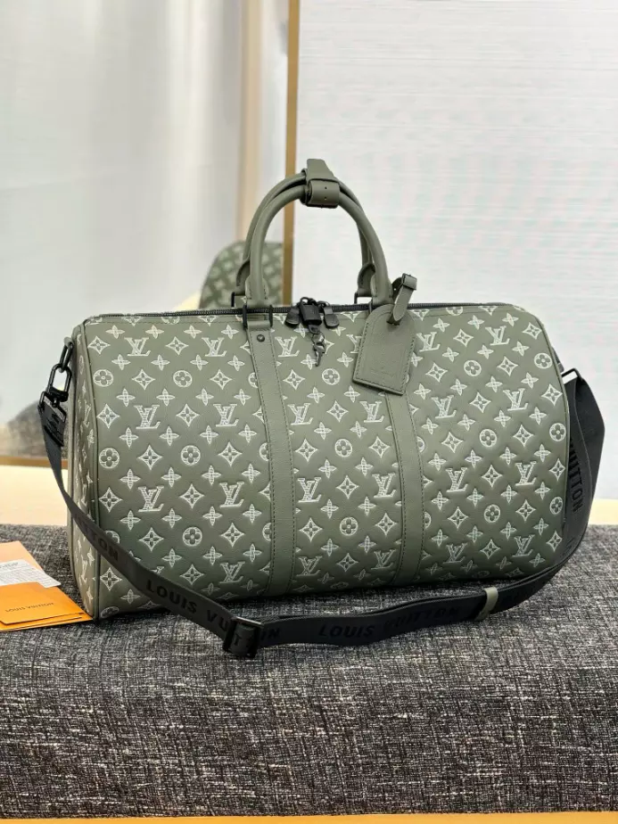 Keepall Bandouliere 50 Bag Olive Green Monogram Shadow Leather M12504 – LW204