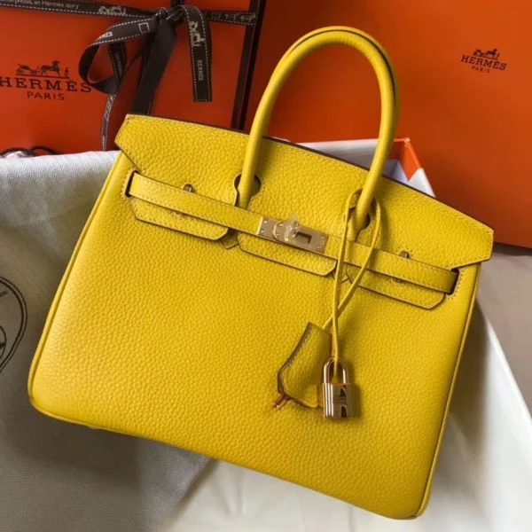 Hermes Birkin 25cm Bag In Yellow Clemence Leather GHW – HW004