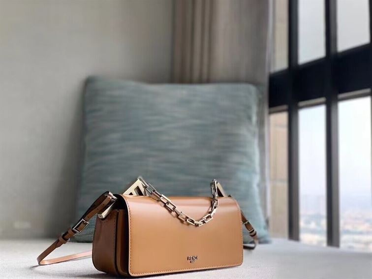 FENDI FIRST SIGHT BROWN LEATHER MINI BAG – F033