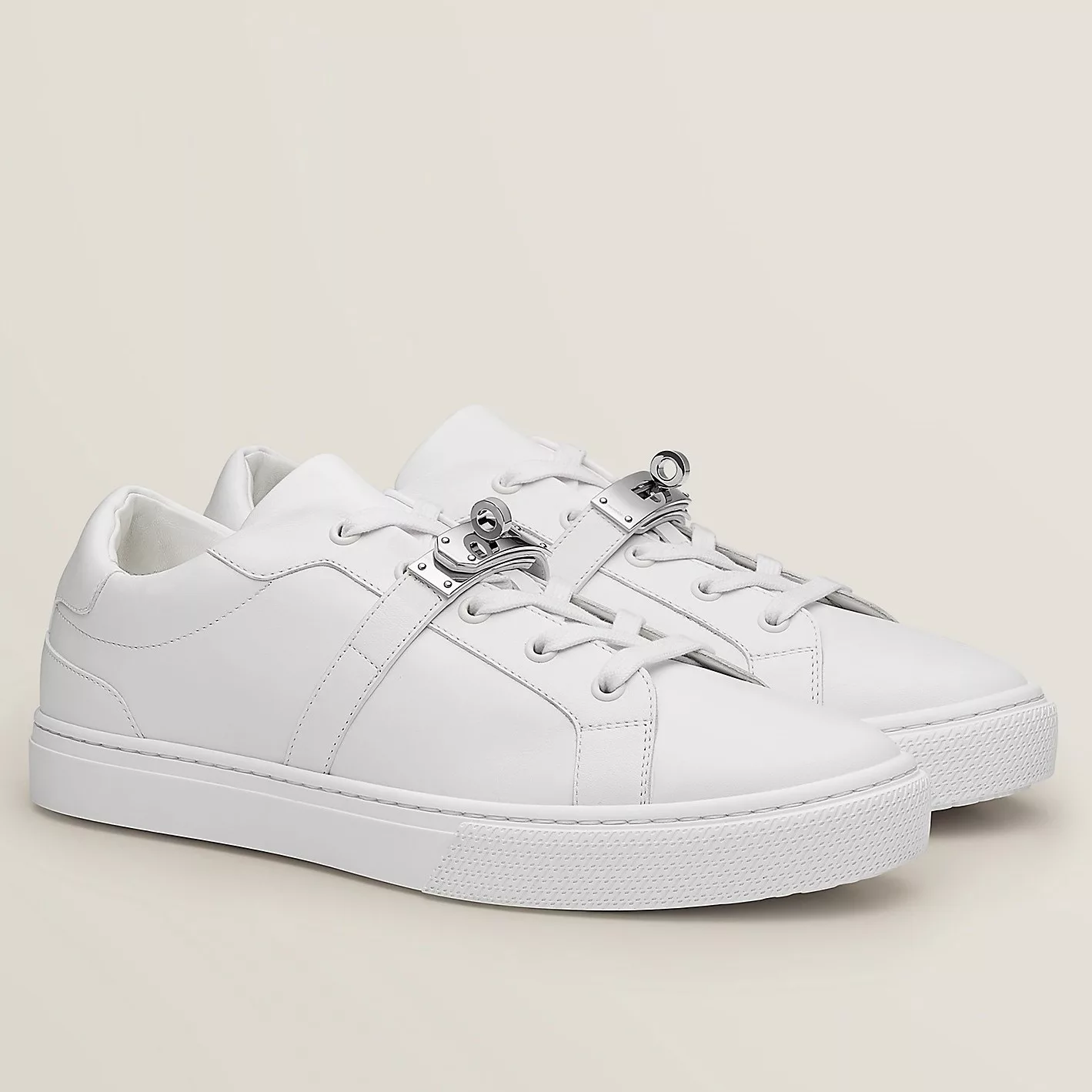 Hermes Men’s Day Sneakers in White Leather – HM024