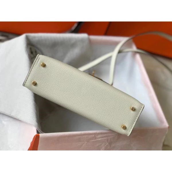 Hermes Kelly Mini II Bag In White Epsom Leather GHW – HW117