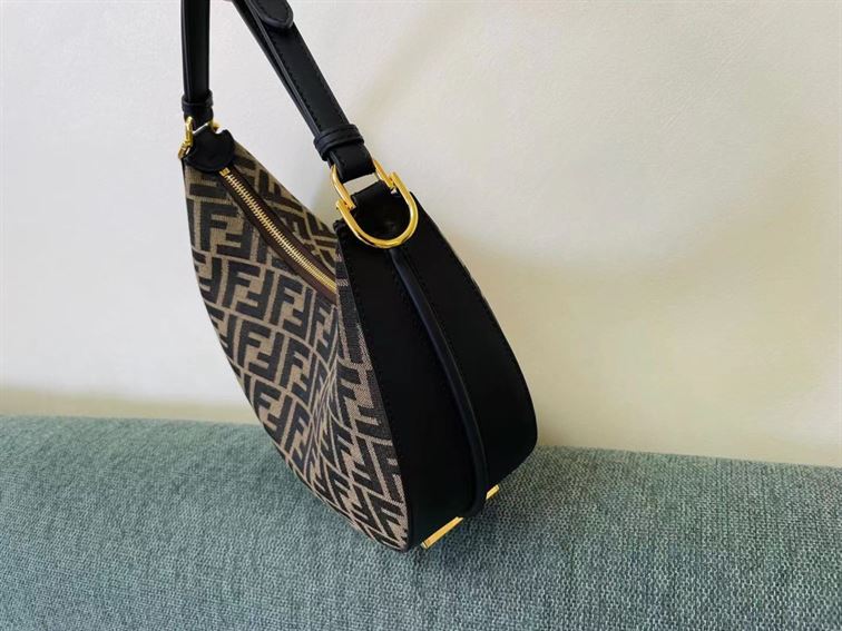 FENDIGRAPHY SMALL BROWN FF FABRIC BAG – F023