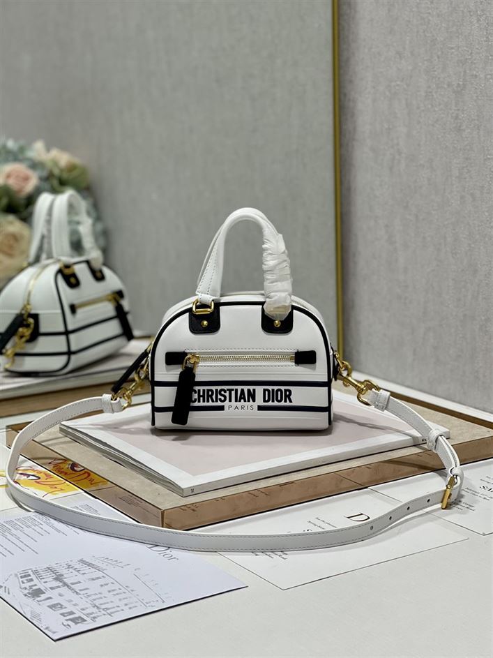 DIOR VIBE ZIP BOWLING MICRO BAG WHITE CALFSKIN – DOB094