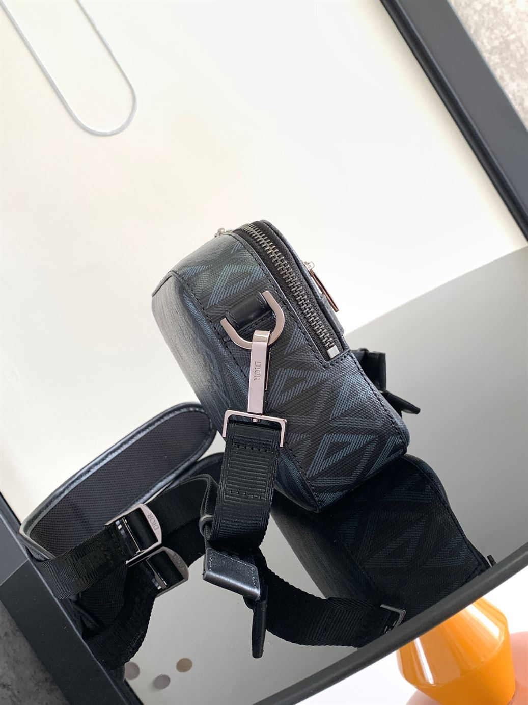 DIOR SAFARI BAG WITH STRAP BLACK CD DIAMOND CANVAS – DIO050