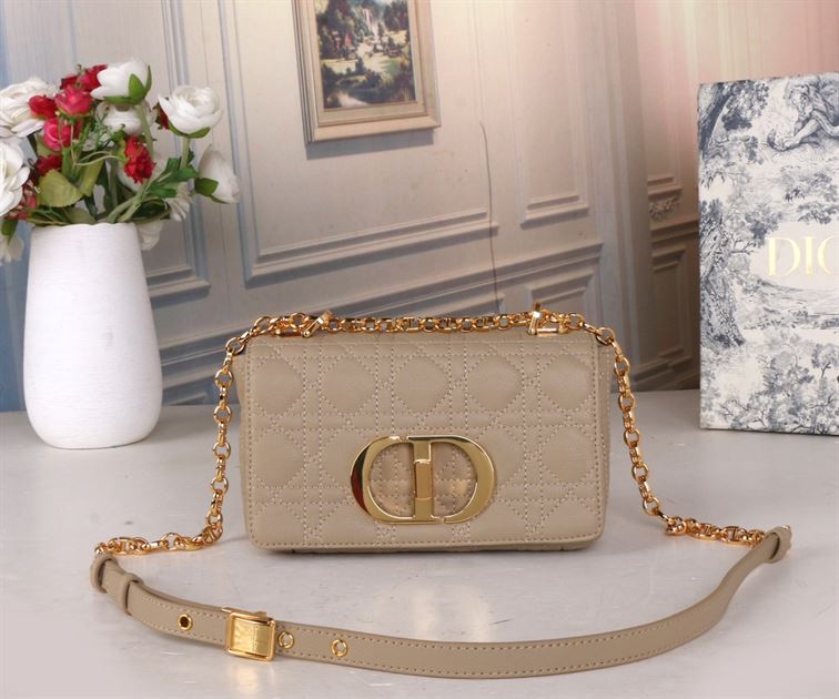DIOR SMALL DIOR CARO BAG BEIGE SUPPLE CANNAGE CALFSKIN – DOB120