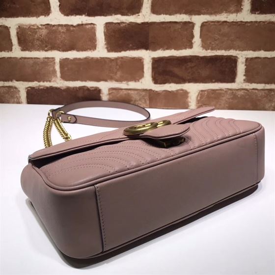 GUCCI GG MARMONT SMALL SHOULDER BAG DUSTY PINK LEATHER – GB61