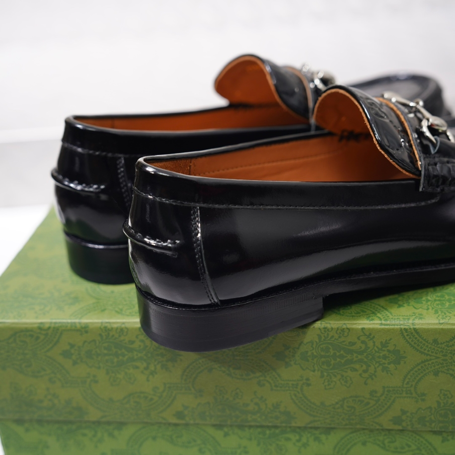 GUCCI LEATHER BLACK GC LOGO HORSEBIT LOAFER – GL055