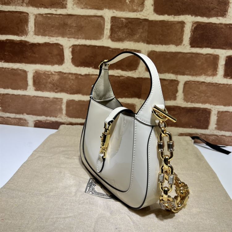 GUCCI JACKIE 1961 MINI SHOULDER BAG WITH WHITE PATENT LEATHER – GB72