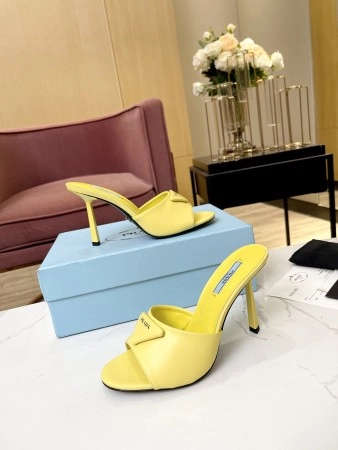 PRADA HEELED SANDALS 75MM IN YELLOW BRUSHED LEATHER – PSD015