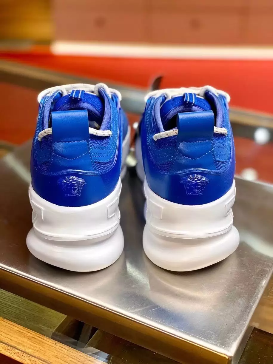 VERSACE WOMEN’S CHAIN REACTION SNEAKERS IN BLUE MESH – VSS026