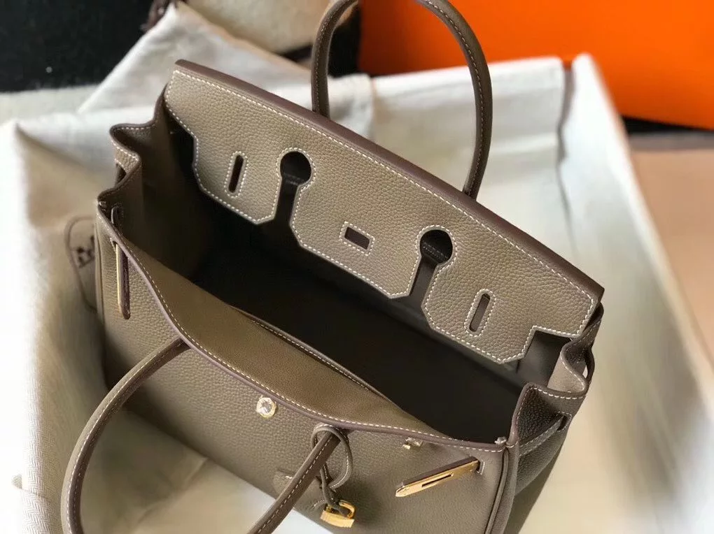 Hermes Birkin 30cm Bag In Taupe Clemence Leather GHW – HW022