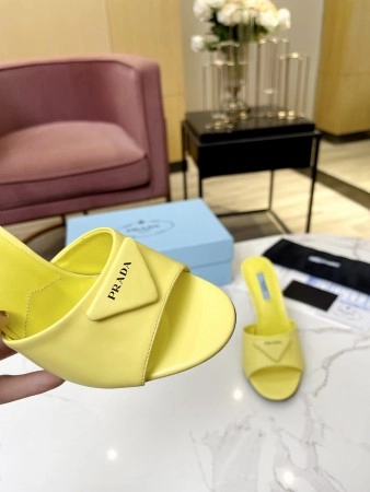 PRADA HEELED SANDALS 75MM IN YELLOW BRUSHED LEATHER – PSD015