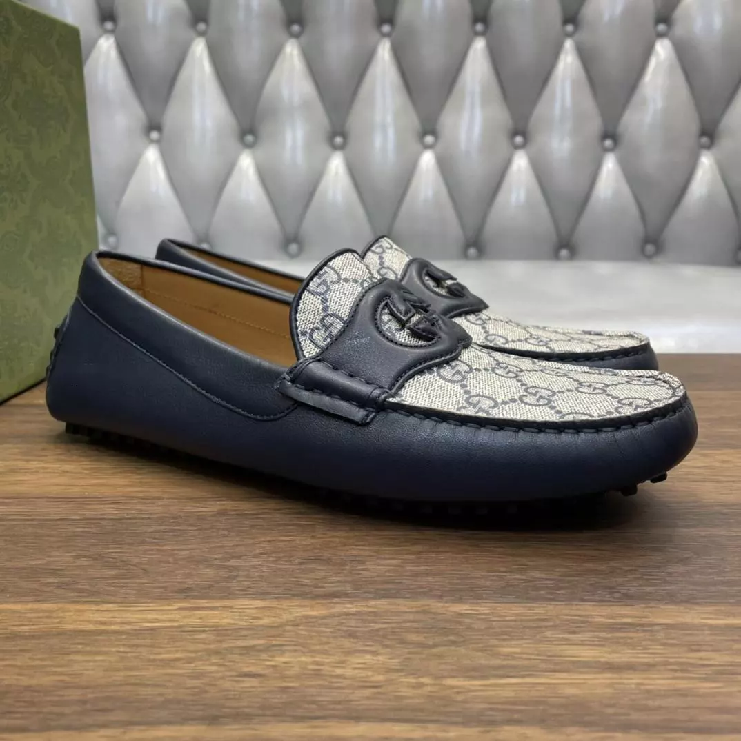 MEN’S INTERLOCKING G DRIVER BLUE LEATHER – GL108