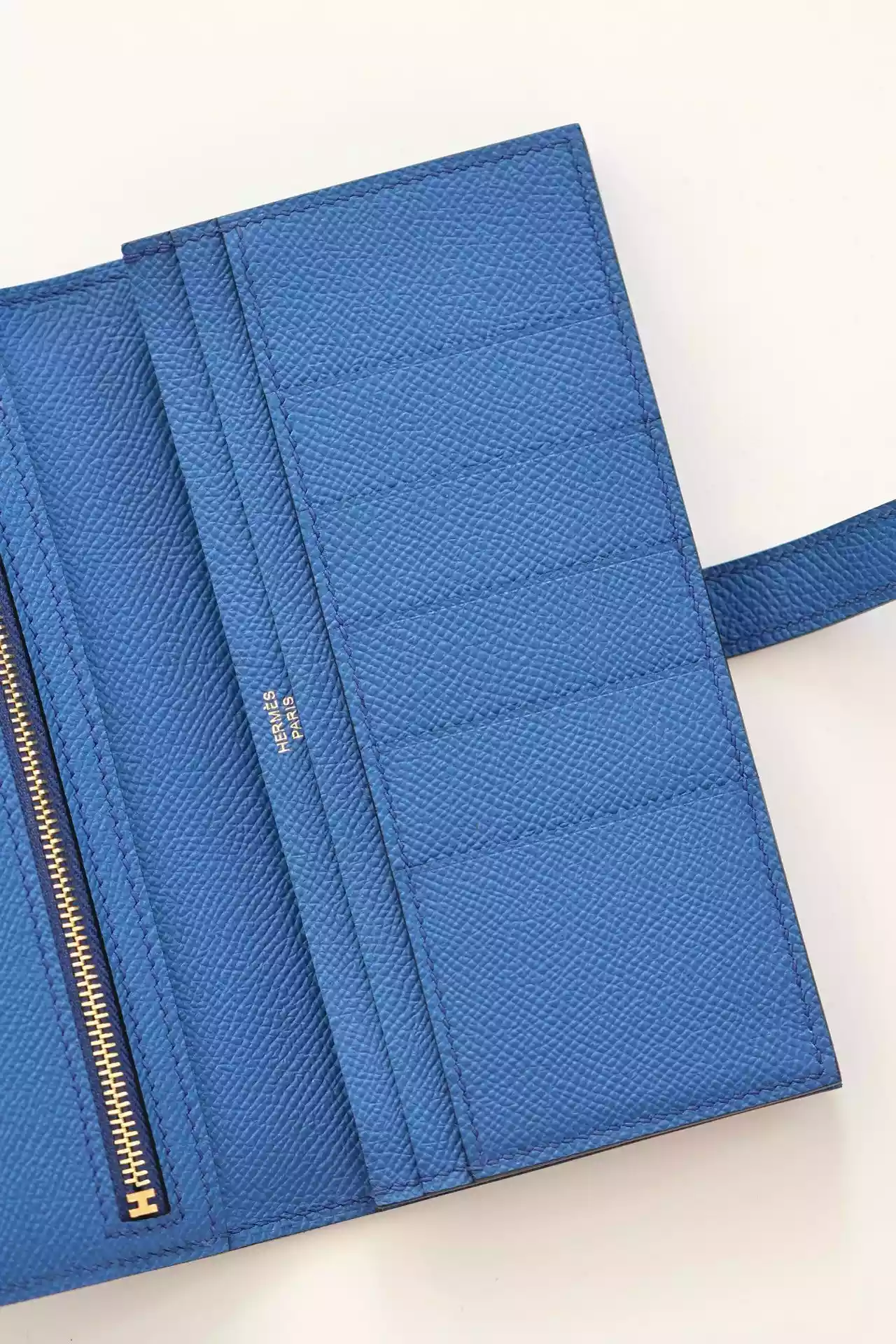Hermes Bearn Long Handmade Wallet in Blue France Epsom Calfskin – HW142