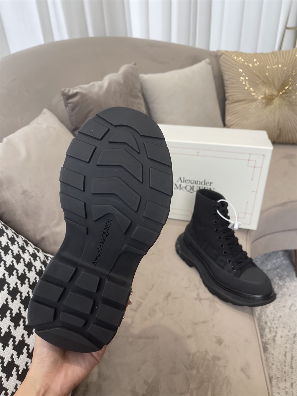 ALEXANDER MCQUEEN GRAFFITI TREAD SLICK HIGH-TOP SNEAKERS – ALD034