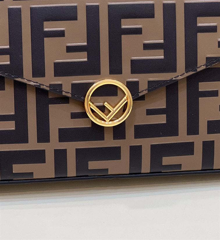 FENDI WALLET ON CHAIN WITH POUCHES BROWN LEATHER MINI BAG – F056