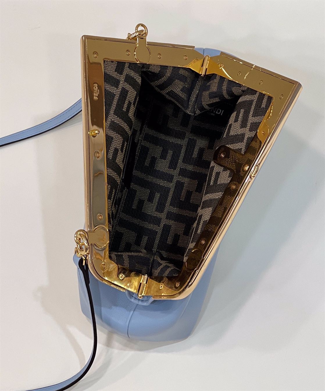 FENDI FIRST SMALL LIGHT BLUE LEATHER BAG – F051