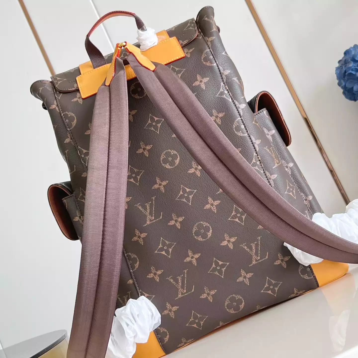 CHRISTOPHER MM BACKPACK BROWN MONOGRAM CALF LEATHER M14038 – LW338