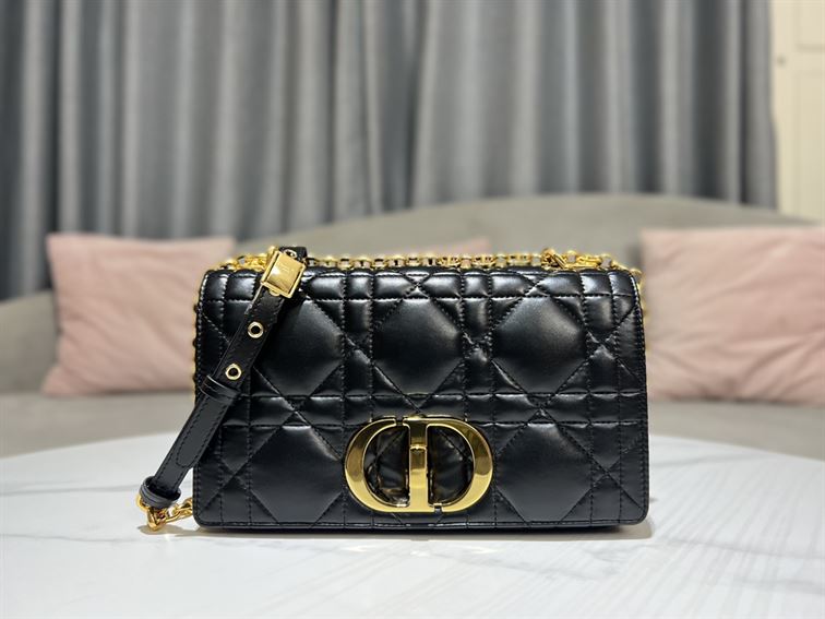DIOR MEDIUM DIOR CARO BAG BLACK QUILTED MACROCANNAGE CALFSKIN – DOB061