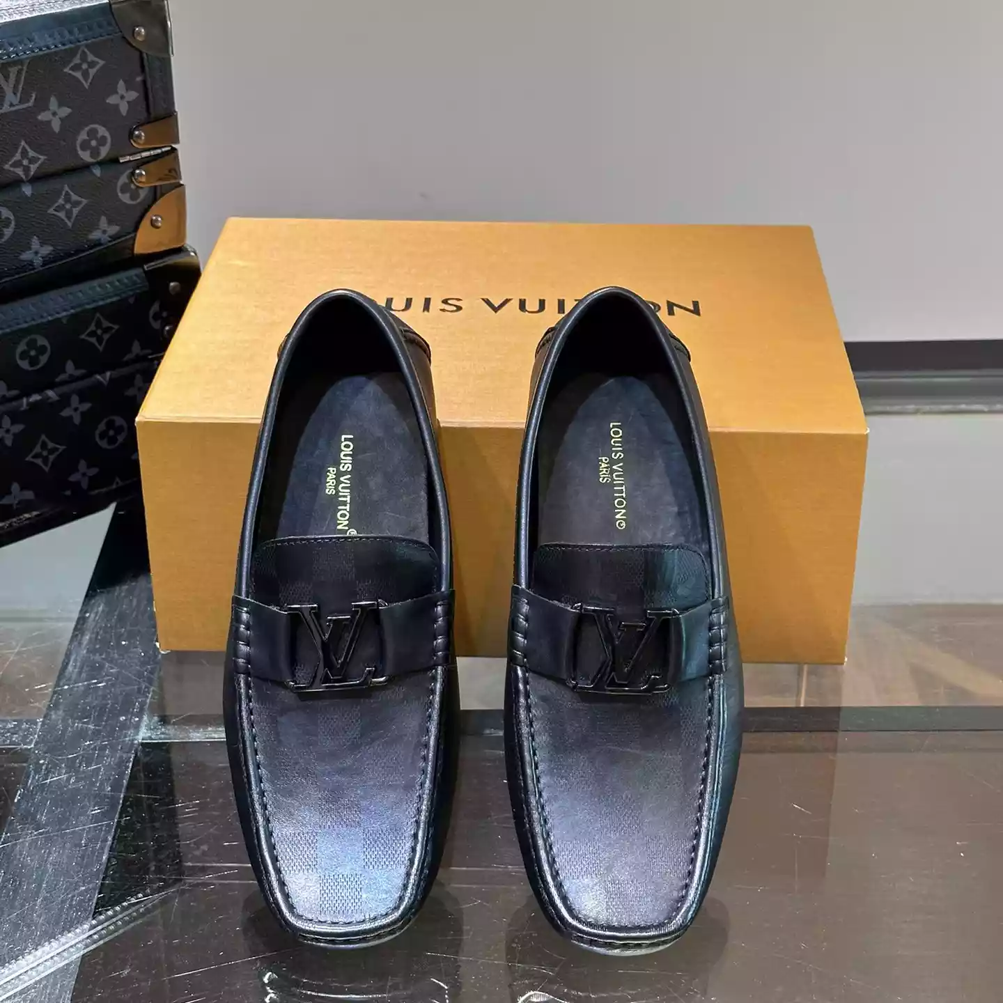 MONTE CARLO MOCASSIN BLACK DAMIER CANVAS – VL043