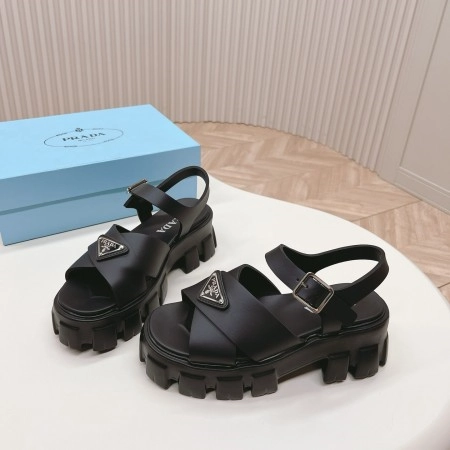 PRADA MONOLITH SANDALS IN BLACK RUBBER – PSD021
