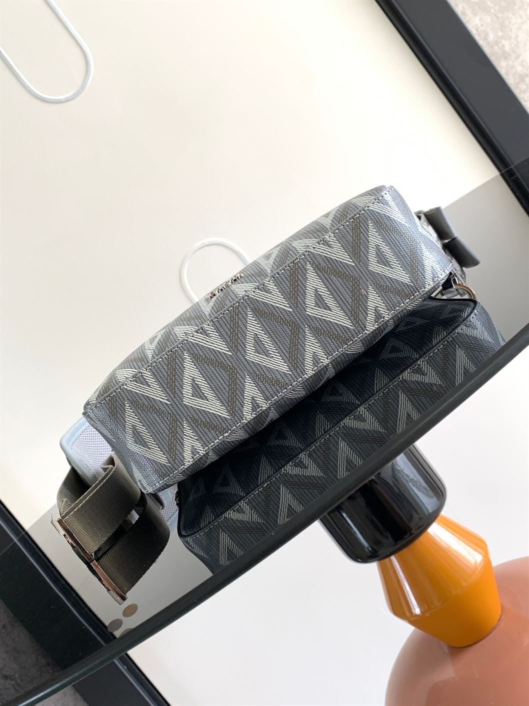 DIOR SAFARI BAG WITH STRAP GRAY CD DIAMOND CANVAS – DIO051