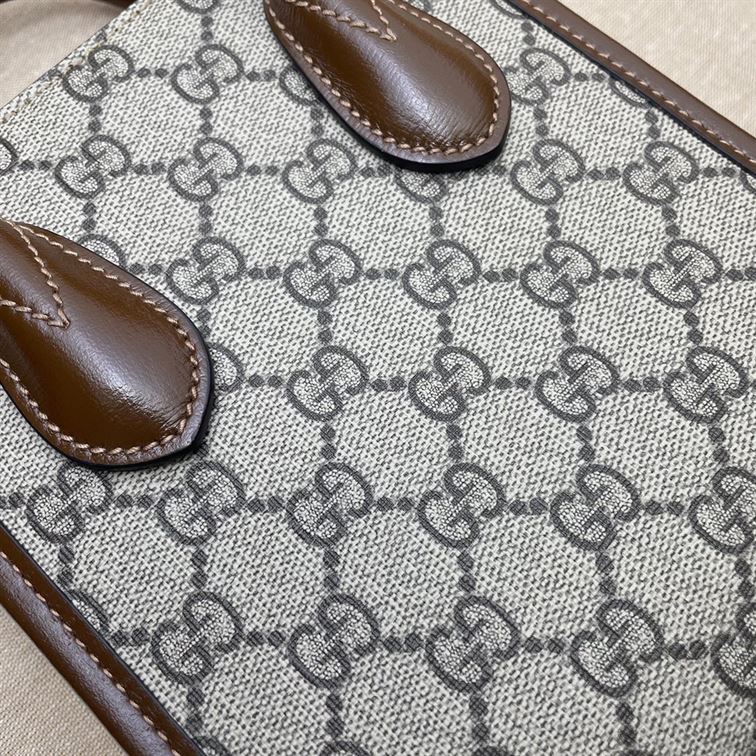 GUCCI MINI NOTE BAG WITH INTERLOCKING G BEIGE AND EBONY GG SUPREME CANVAS – GB37