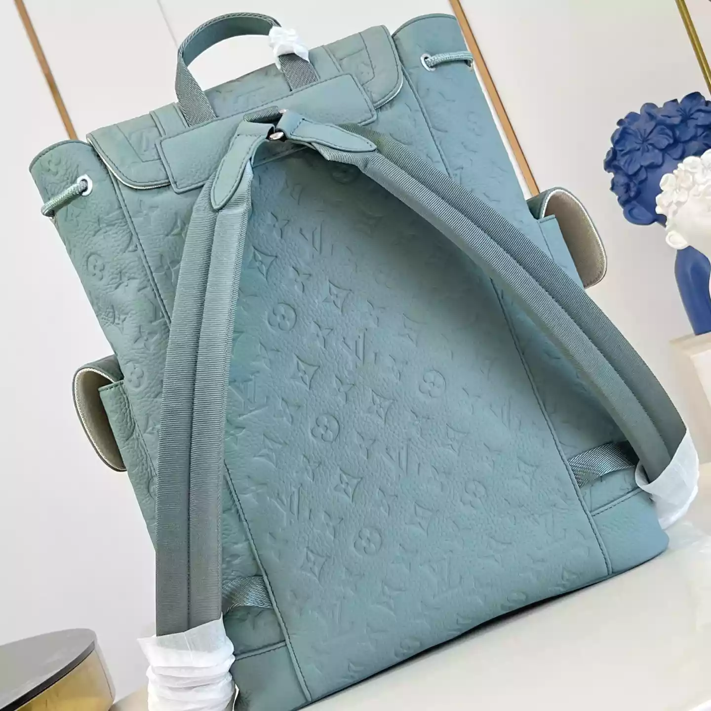 CHRISTOPHER MM BACKPACK MISTY LAKE GREEN MONOGRAM TAURILLON – LW310