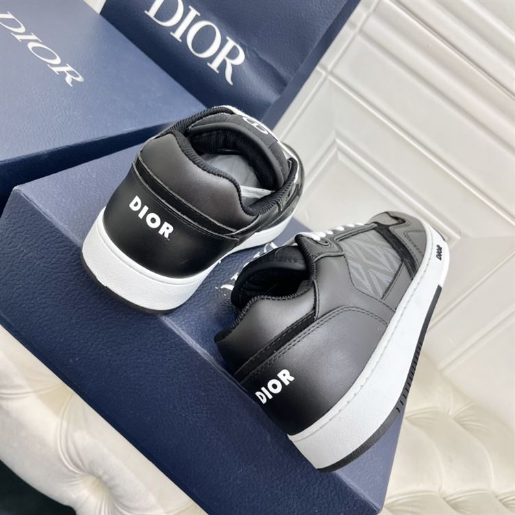 DIOR B27 LOW-TOP SNEAKER BLACK SMOOTH CALFSKIN AND CD DIAMOND CANVAS – DO141