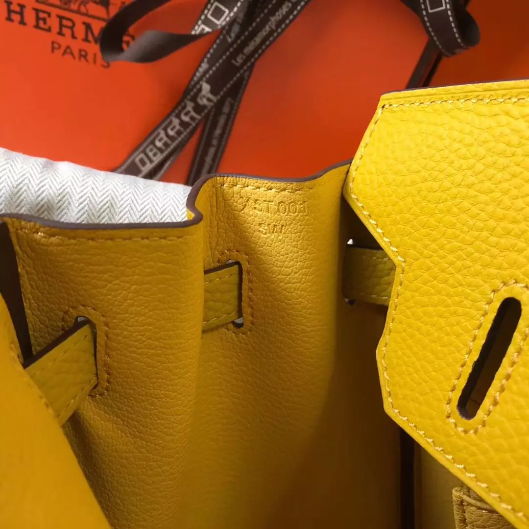 Hermes Birkin 30cm Bag In Yellow Clemence Leather GHW – HW020