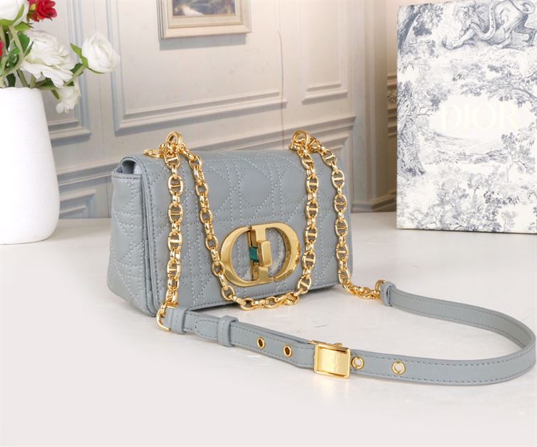 DIOR SMALL DIOR CARO BAG ETHEREAL GRAY SUPPLE CANNAGE CALFSKIN – DOB122