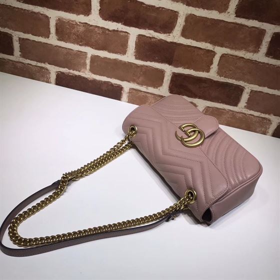 GUCCI GG MARMONT SMALL SHOULDER BAG DUSTY PINK LEATHER – GB61