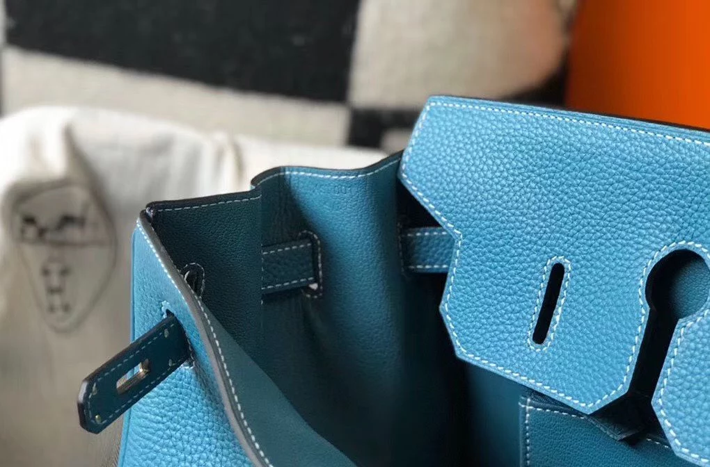 Hermes Birkin 30cm Bag In Jean Blue Clemence Leather GHW – HW033