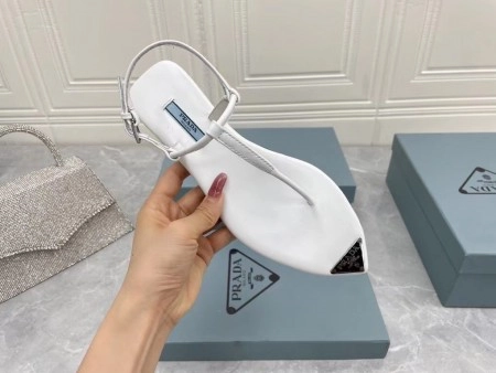 PRADA THONG SANDALS IN WHITE BRUSHED LEATHER – PSD046