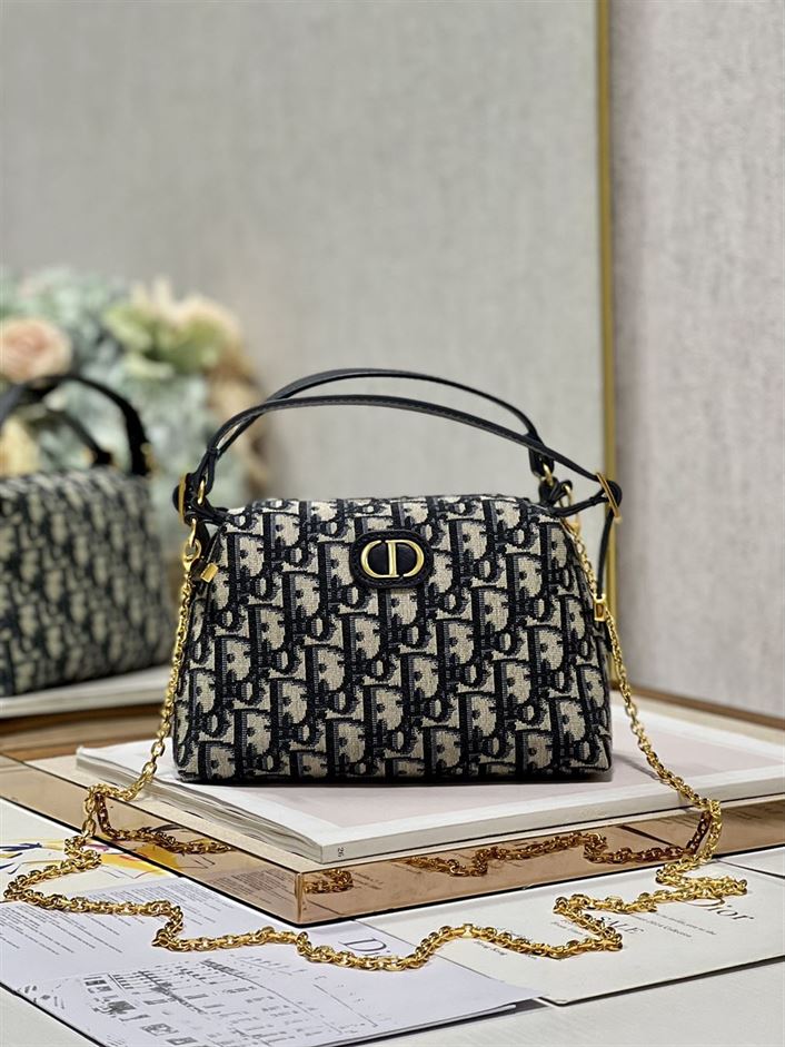 DIOR CARO D-COSY BAG BLUE DIOR OBLIQUE JACQUARD – DOB089