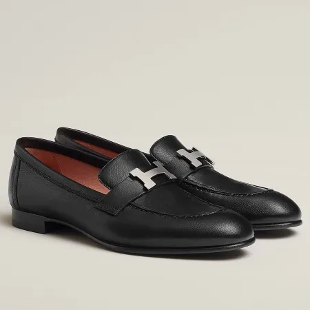 Hermes Men’s Paris Loafers In Noir Calfskin – HM012