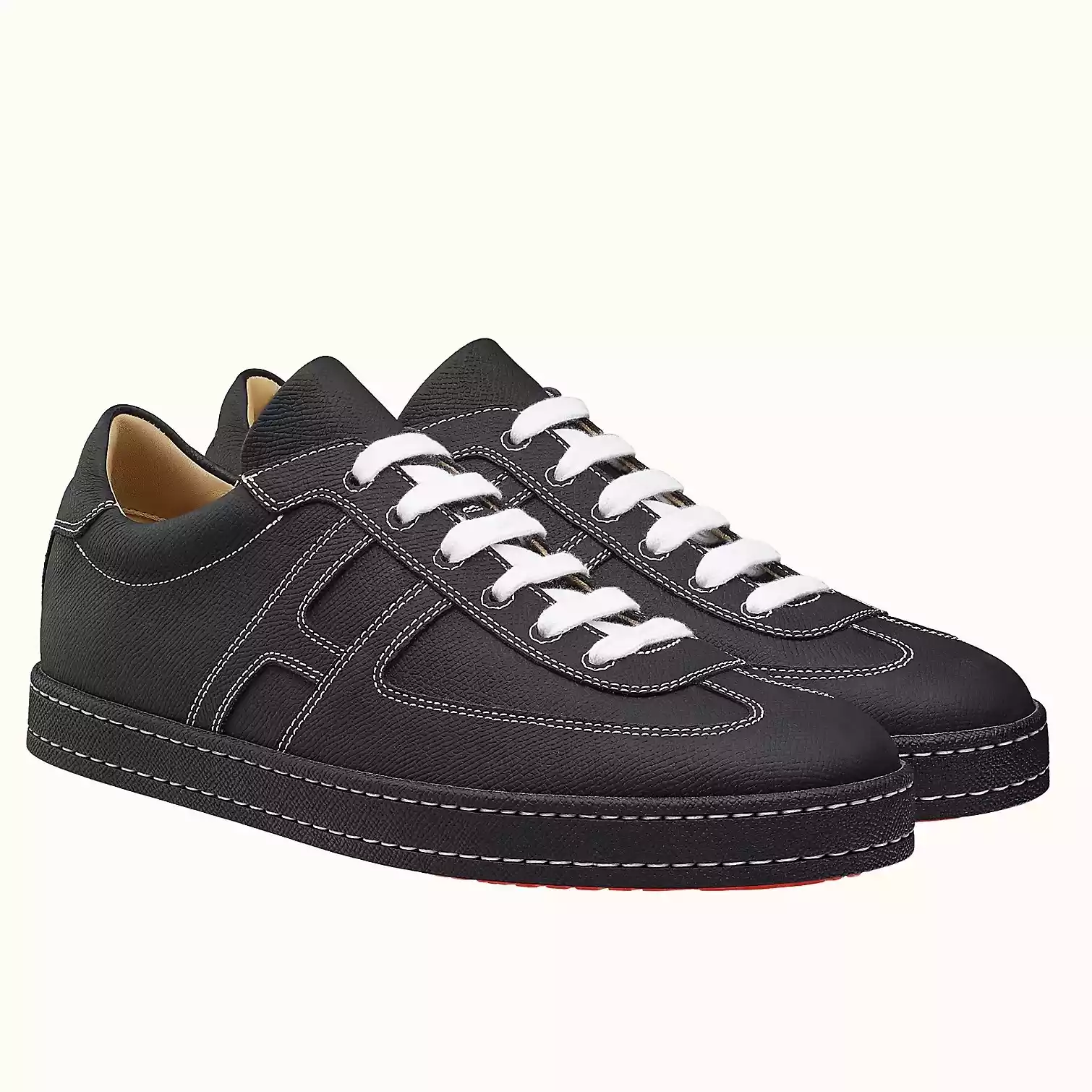 Hermes Boomerang Sneakers In Black Epsom Leather – HM056