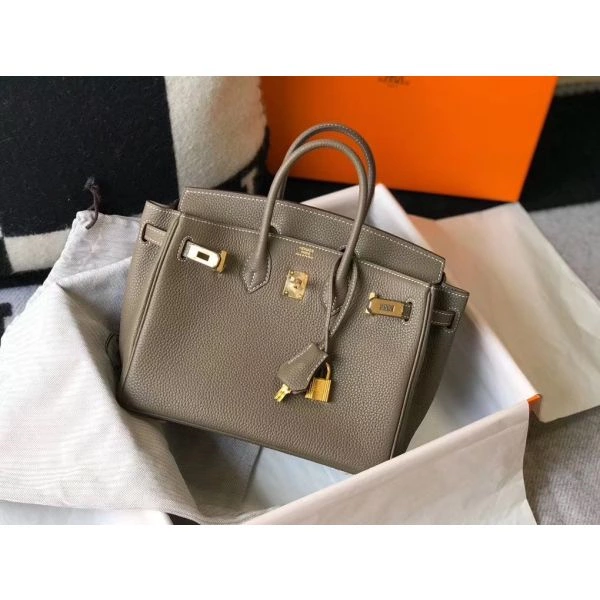 Hermes Birkin 25cm Bag In Taupe Clemence Leather GHW – HW006