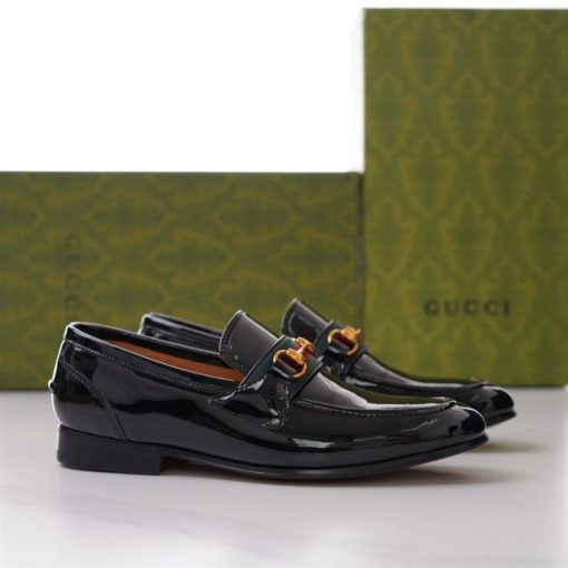 GUCCI BRIXTON WEB LOAFER IN LEATHER WITH HORSEBIT – GL012