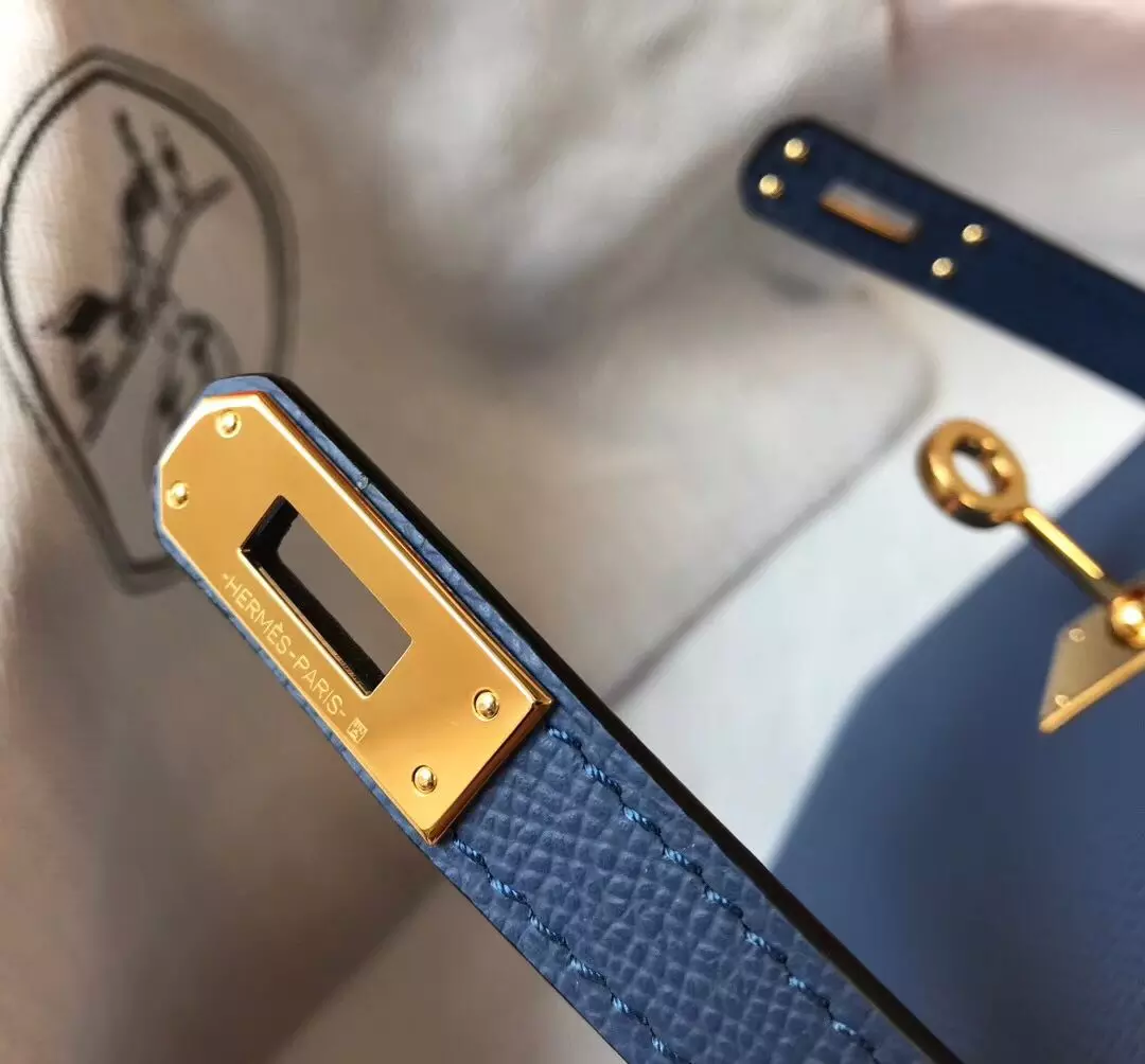 Hermes Kelly Mini II Bag In Blue Agate Epsom Leather GHW – HW121