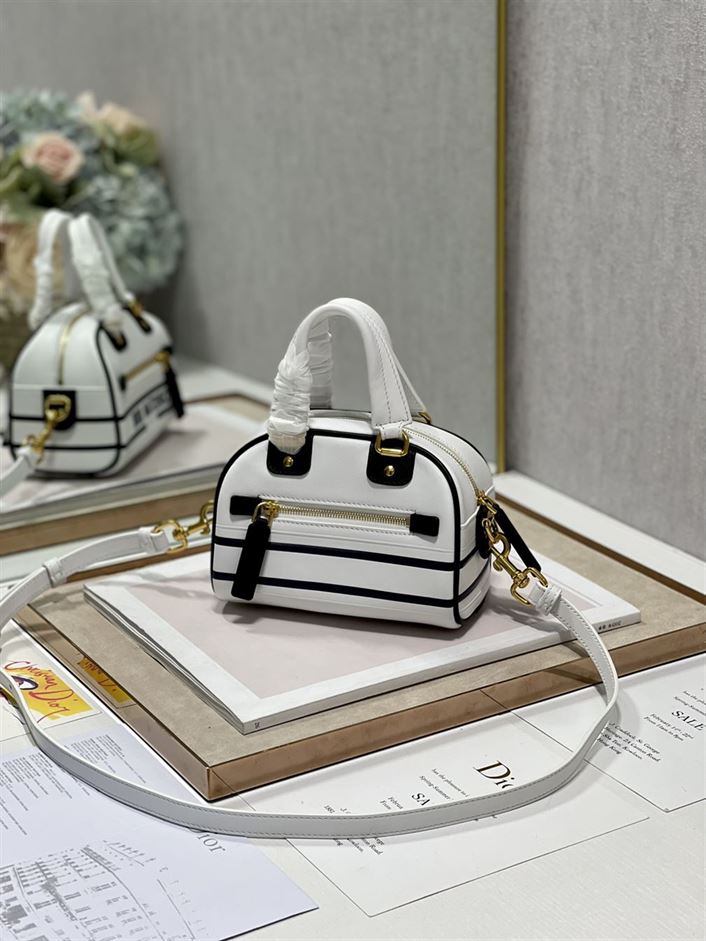 DIOR VIBE ZIP BOWLING MICRO BAG WHITE CALFSKIN – DOB094