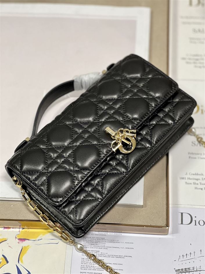DIOR MISS DIOR MINI BAG BLACK CANNAGE LAMBSKIN – DOB053