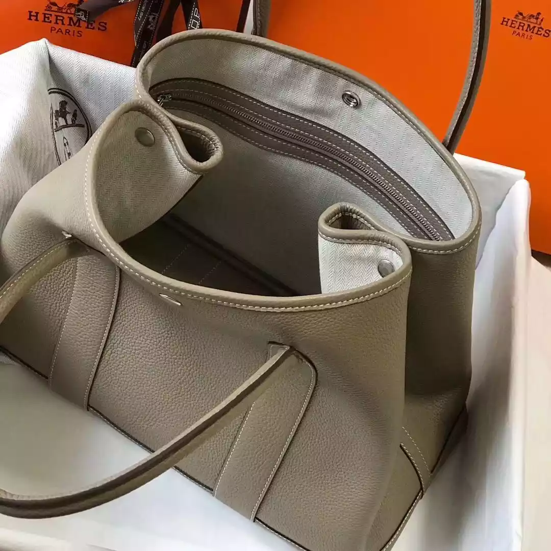 Hermes Garden Party 30 Bag In Grey Taurillon Leather – HW080
