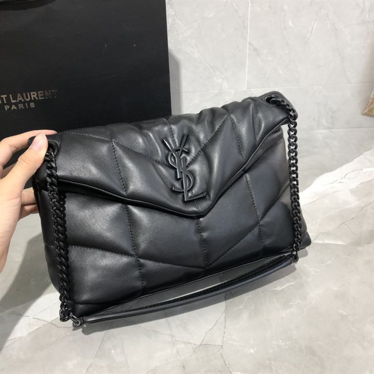 YSL SMALL PUFFER IN QUILTED NAPPA BLACK LEATHER – YB060