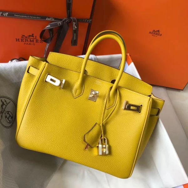 Hermes Birkin 25cm Bag In Yellow Clemence Leather GHW – HW004